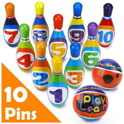 Juego de Bolos Suaves Fidtoy para Niños Pequeños con 10 Pines y 2 Bolas