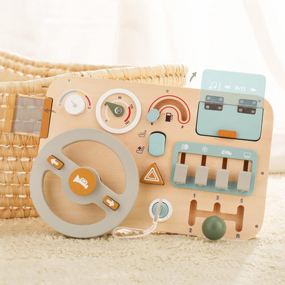 Wooden Montessori Steering Wheel Sensory Activity Board