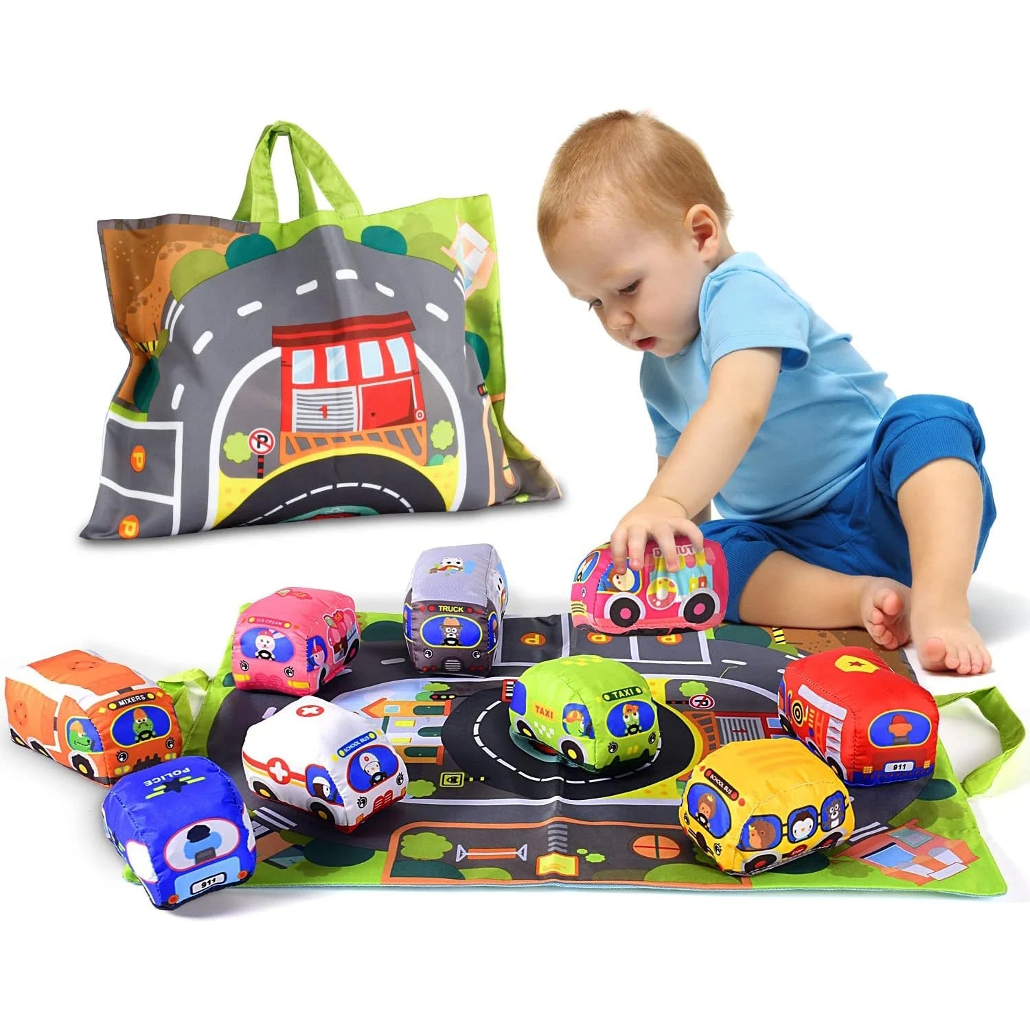 Circuito de coches de tela para bebé