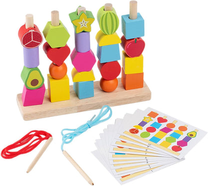 Wooden Montessori Fruits Sequence with Lacing Pattern - 050