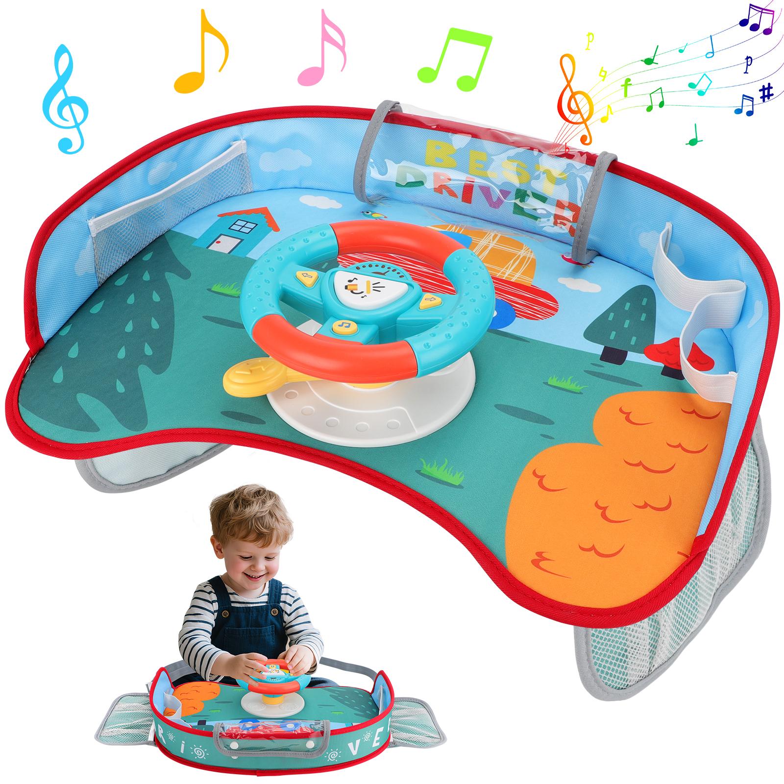 Kids Steering Wheel Toy with Lights and Music Interactive Driving Simulation Playset for Toddlers, Travel Entertainment with Horn and Gear Shift Fun Gift for Boys Girls