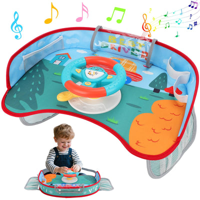 Kids Steering Wheel Toy with Lights and Music Interactive Driving Simulation Playset for Toddlers, Travel Entertainment with Horn and Gear Shift Fun Gift for Boys Girls