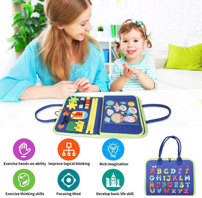 Tableau d'activités 8-en-1 Fidtoy – Jouet d'apprentissage en forme de sac à main pour les tout-petits de 2 ans et plus
