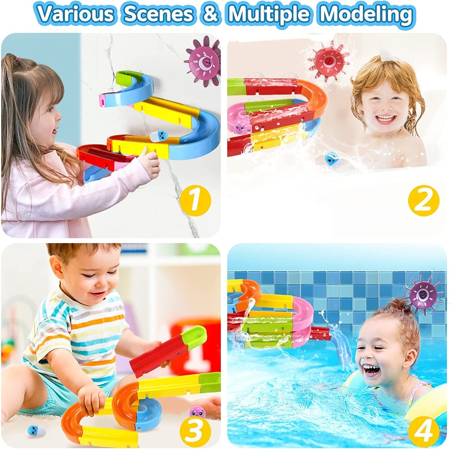 Bath Time Ball Track Water Play - 24 pieces