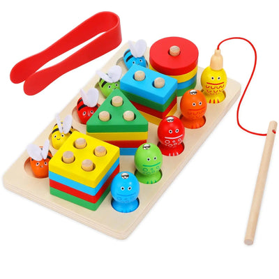 3 in 1 Bee Clipping and Magnetic Fishing Four Column Shape Kit