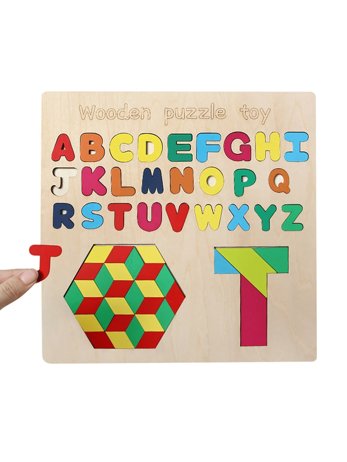 3 in 1 Wooden Alphabet Tangram Puzzle Board - 249