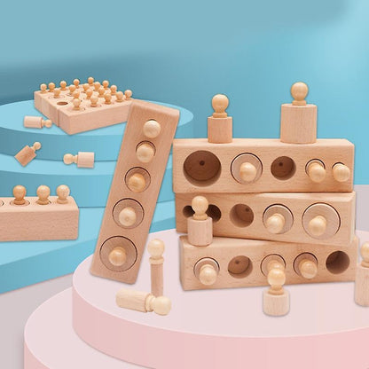 4in1 Montessori Wooden Knobbed Cylinder Socket - 085