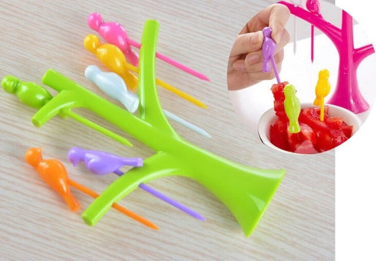 Birdie Fruit Fork with Tree Stand - 6 pieces