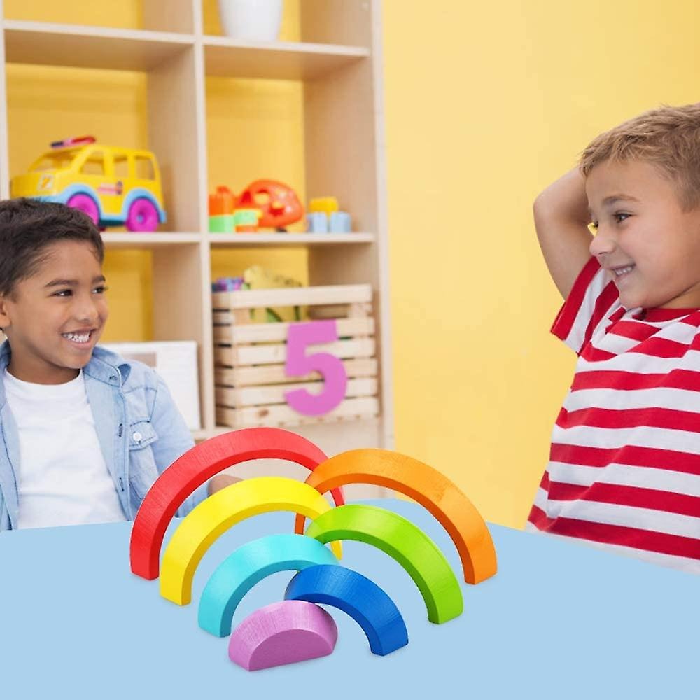 Wooden Small Rainbow Stacking Blocks - 7 Pieces - 941