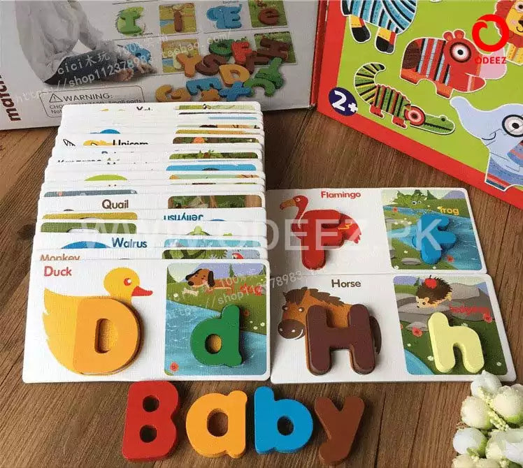2 in 1 Uppercase(ABC) & Lowercase(abc) Wooden Cards