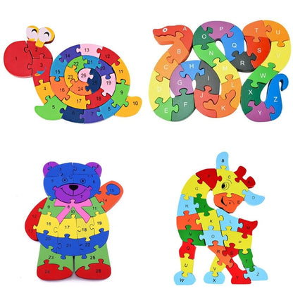 2 in 1 Animal Puzzle | Wooden Jigsaw Puzzle for Kids | Learn Alphabets and Puzzles | 1 PC