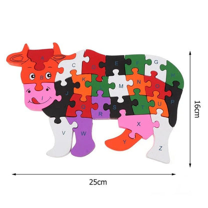 2 in 1 Animal Puzzle | Wooden Jigsaw Puzzle for Kids | Learn Alphabets and Puzzles | 1 PC