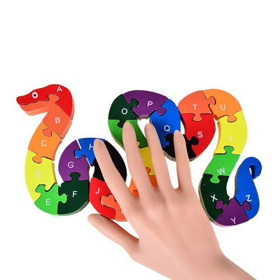 2 in 1 Animal Puzzle | Wooden Jigsaw Puzzle for Kids | Learn Alphabets and Puzzles | 1 PC