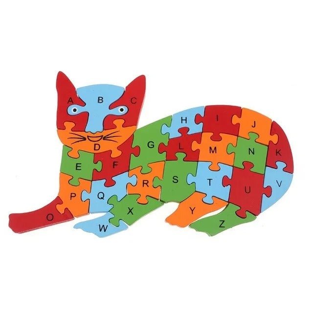 2 in 1 Animal Puzzle | Wooden Jigsaw Puzzle for Kids | Learn Alphabets and Puzzles | 1 PC