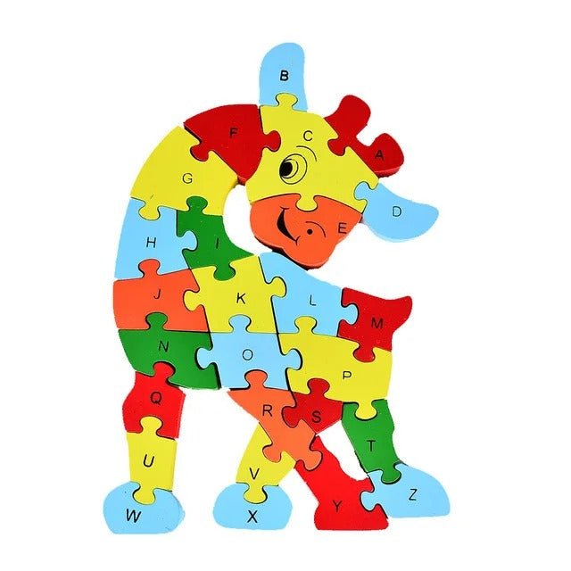 2 in 1 Animal Puzzle | Wooden Jigsaw Puzzle for Kids | Learn Alphabets and Puzzles | 1 PC