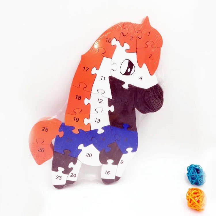 2 in 1 Animal Puzzle | Wooden Jigsaw Puzzle for Kids | Learn Alphabets and Puzzles | 1 PC