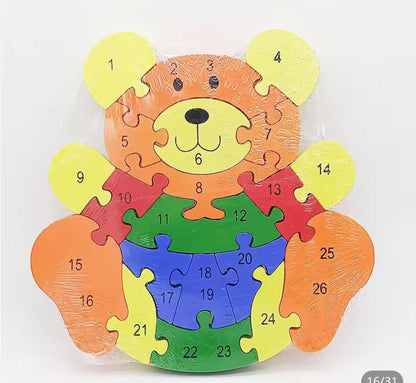 2 in 1 Animal Puzzle | Wooden Jigsaw Puzzle for Kids | Learn Alphabets and Puzzles | 1 PC