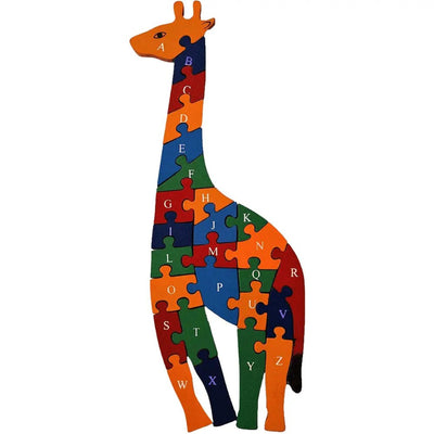 2 in 1 Animal Puzzle | Wooden Jigsaw Puzzle for Kids | Learn Alphabets and Puzzles | 1 PC