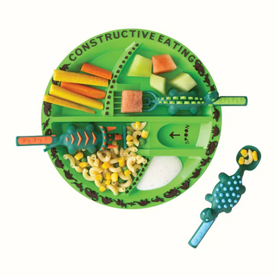 Juego de plato y cubiertos de dinosaurio DinoBite para niños