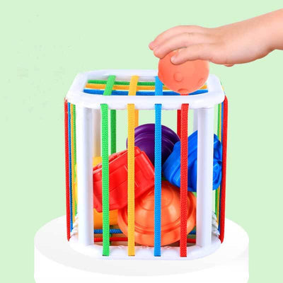 Fidtoy Baby Shape Sorter Cube Toy Montessori Sensory Sorting Box for Toddlers Fine Motor Skills Learning Toy Early Development Travel Quiet Toy Gift