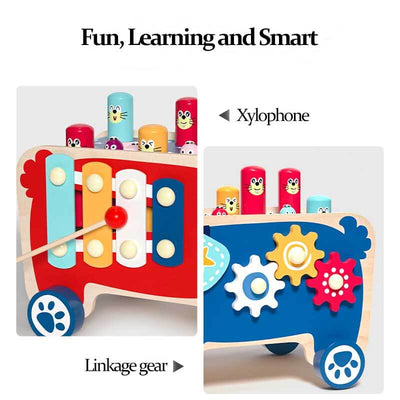 Fidtoy Jouet d'activité marteau en bois 5-en-1 pour tout-petits | Coordination œil-main et capacités cognitives
