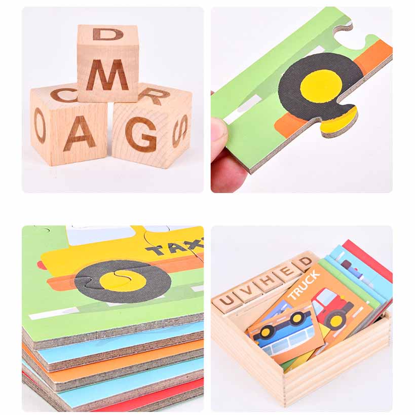 Fidtoy Wooden Alphabet Spelling Game Montessori Educational Toy for Preschoolers and Toddlers