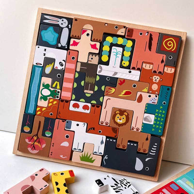 Jouet à empiler Fidtoy en bois pour l'équilibre des animaux Blocs Montessori