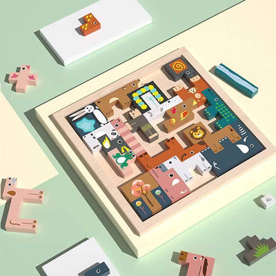 Jouet à empiler Fidtoy en bois pour l'équilibre des animaux Blocs Montessori