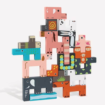Jouet à empiler Fidtoy en bois pour l'équilibre des animaux Blocs Montessori