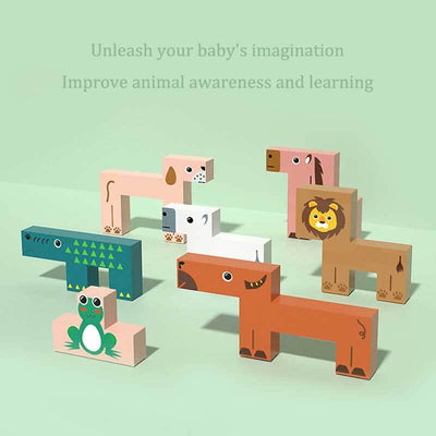 Jouet à empiler Fidtoy en bois pour l'équilibre des animaux Blocs Montessori