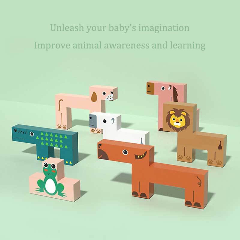 Jouet à empiler Fidtoy en bois pour l'équilibre des animaux Blocs Montessori