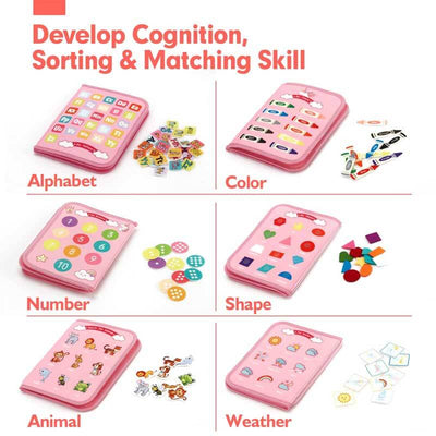 Fidtoy 8-en-1 Tableau d'activités Montessori pour tout-petits | Jouet d'activité portable en feutre pour l'apprentissage des compétences de vie