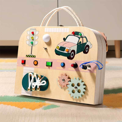 Fidtoy Montessori Busy Board for Toddlers – Dual-Sided Learning Toy for Fine Motor Skills, Problem Solving & Travel Play