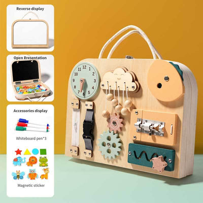 Fidtoy Montessori Busy Board for Toddlers – Dual-Sided Learning Toy for Fine Motor Skills, Problem Solving & Travel Play