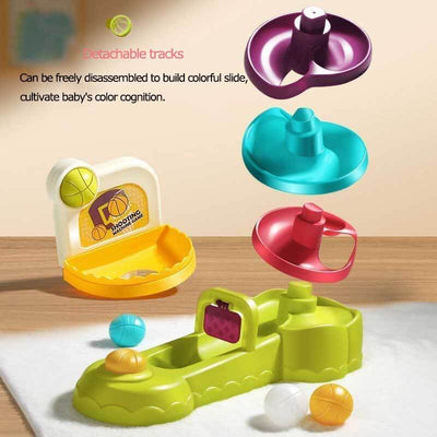 Fidtoy Jouet de Circuit à Billes en Bois pour Tout-petits | Kit de Construction STEM pour le Développement de la Motricité Fine et de la Logique
