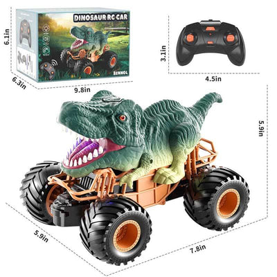 Fidtoy Remote Control Dinosaur Car Toy with Spray Lights Sound 2.4GHz RC Dino Truck for Kids Outdoor Indoor Racing Toy