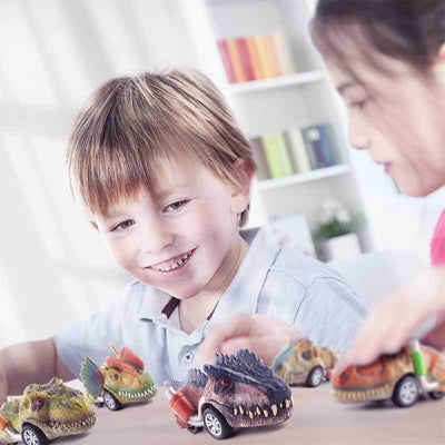 Fidtoy Voitures Jouets Dinosaures pour Enfants, Lot de Voitures à Friction, Jouets de Course pour Garçons de 3, 4, 5 Ans, Tout-petits, Coffret Cadeau de Dinosaures