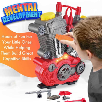 Fidtoy Motorcycle Engine Building Toy with Lights and Sounds for Kids