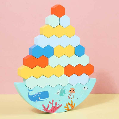 Jeu de société Fidtoy Balance Stacking en bois avec dés
