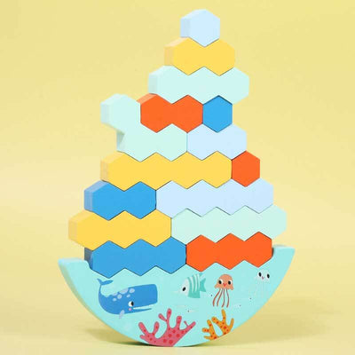 Jeu de société Fidtoy Balance Stacking en bois avec dés