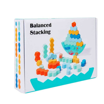 Jeu de société Fidtoy Balance Stacking en bois avec dés