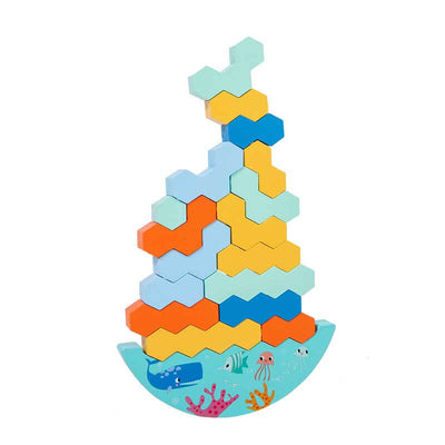 Jeu de société Fidtoy Balance Stacking en bois avec dés