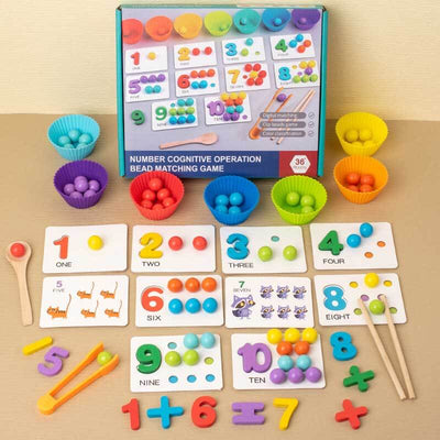 Fidtoy Jeu d'association de perles à opérations cognitives numériques Montessori | Jouet d'apprentissage des maths pour jeunes enfants