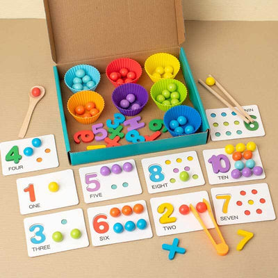 Fidtoy Jeu d'association de perles à opérations cognitives numériques Montessori | Jouet d'apprentissage des maths pour jeunes enfants