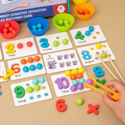 Fidtoy Jeu d'association de perles à opérations cognitives numériques Montessori | Jouet d'apprentissage des maths pour jeunes enfants