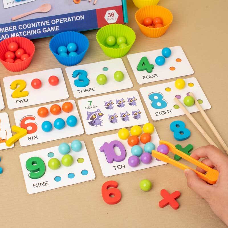 Fidtoy Jeu d'association de perles à opérations cognitives numériques Montessori | Jouet d'apprentissage des maths pour jeunes enfants