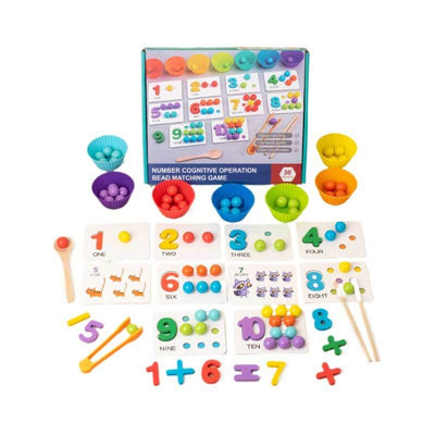Fidtoy Jeu d'association de perles à opérations cognitives numériques Montessori | Jouet d'apprentissage des maths pour jeunes enfants