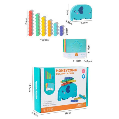 Jeu d'équilibre et d'empilage Fidtoy Éléphant pour enfants de 3 à 6 ans – Jouet éducatif et Montessori en bois pour le développement de la motricité fine et des capacités cognitives