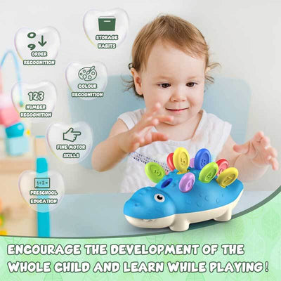 Fidtoy Jouet à chevilles dinosaure Montessori pour tout-petits – Jouet éducatif pour la motricité fine et l'apprentissage précoce