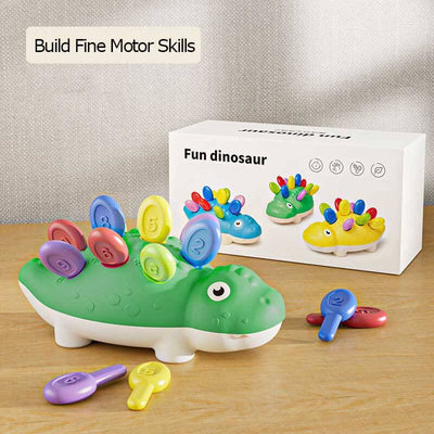 Fidtoy Jouet à chevilles dinosaure Montessori pour tout-petits – Jouet éducatif pour la motricité fine et l'apprentissage précoce